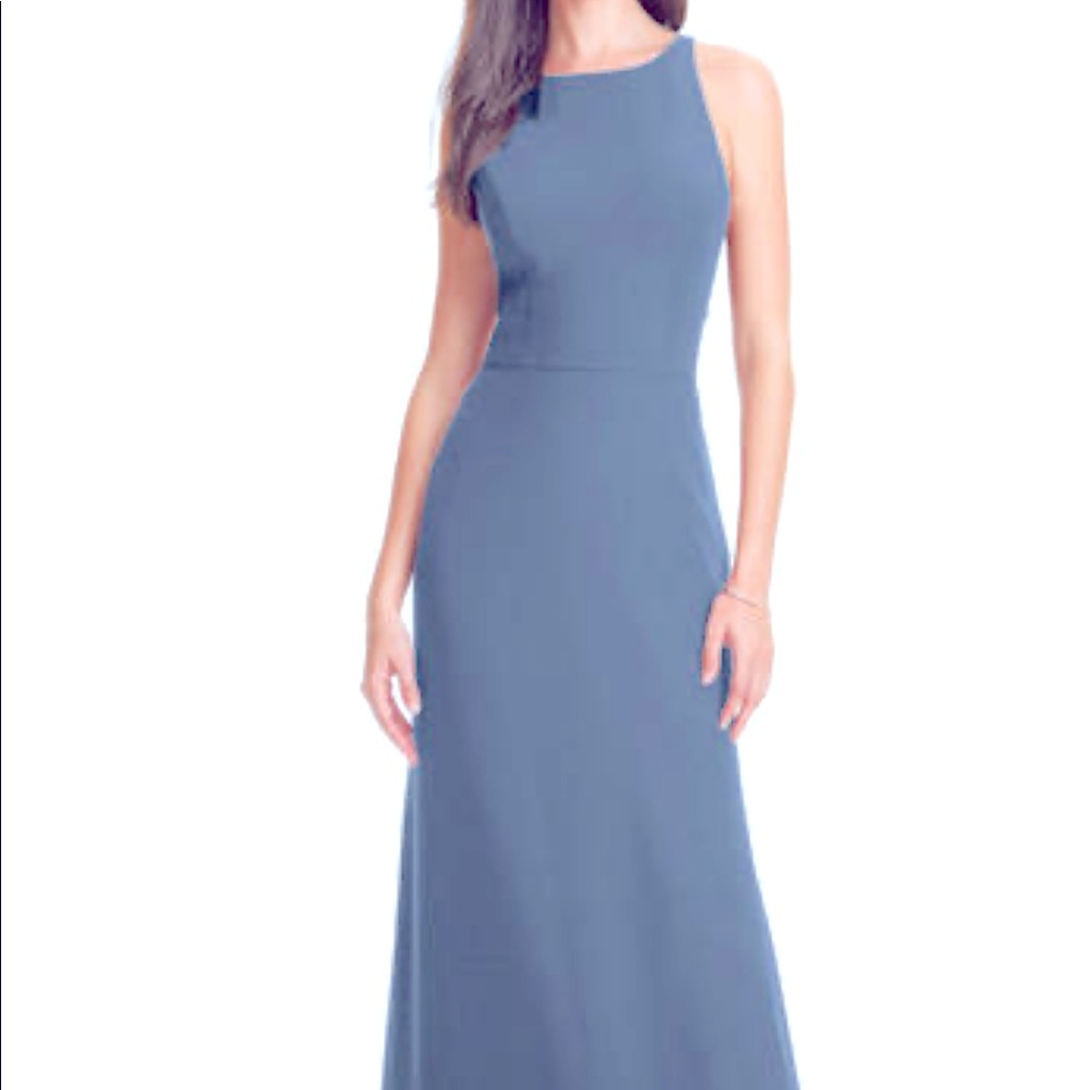 NIB Bill Levkoff Style 1563 Chiffon dress In Slate (Blue Gray)